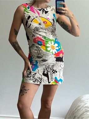 VINTAGE charlotta of california by glazier mod 60s abstract dress